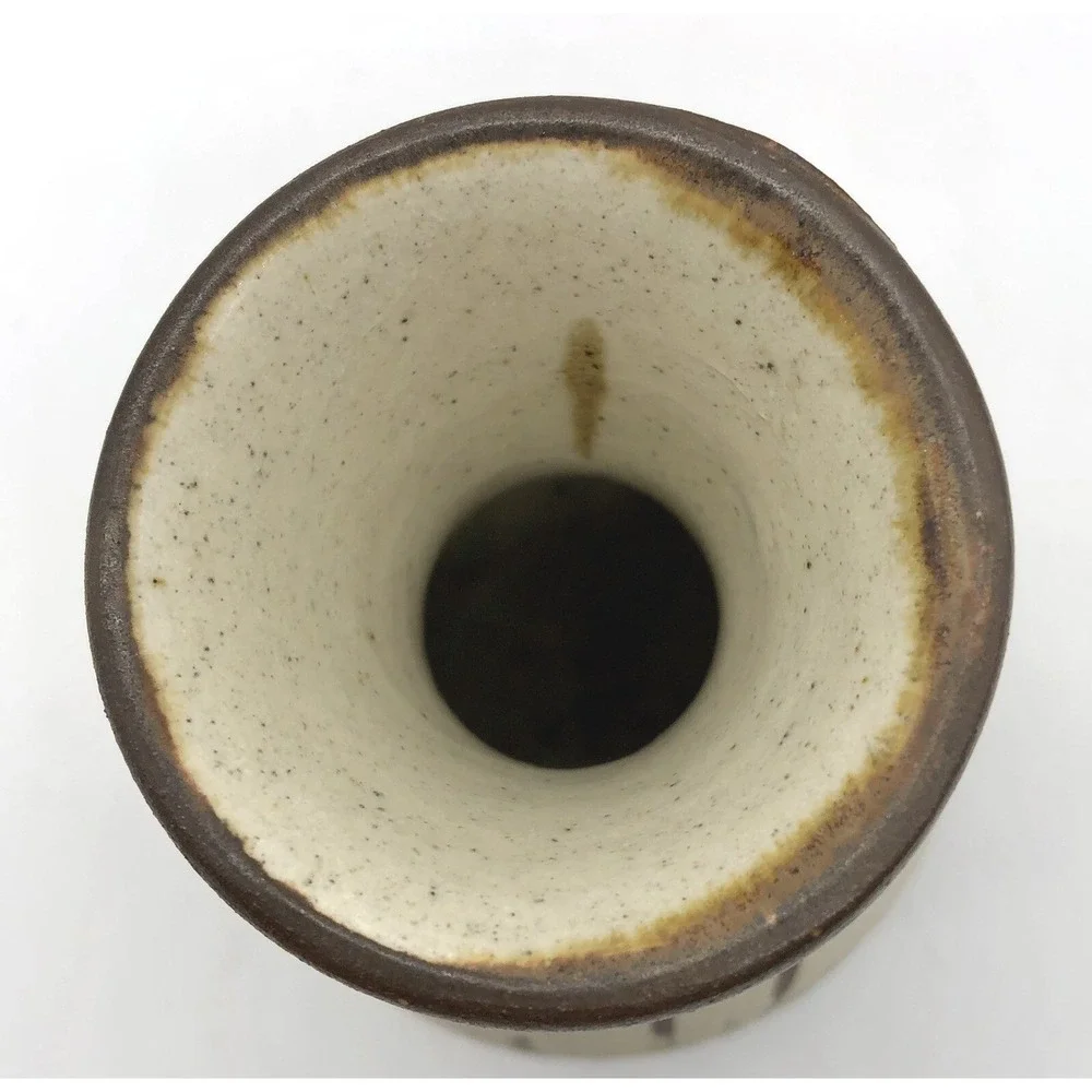 Vintage Tonala Mexico Vase Art Pottery Swans Cattails Water Sandstone‎ 5
